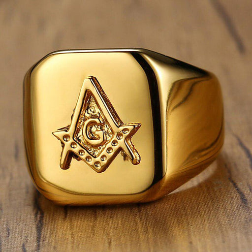 Master Mason Blue Lodge Gold Masonic Ring - Stainless Steel-rings-Masonic Makers