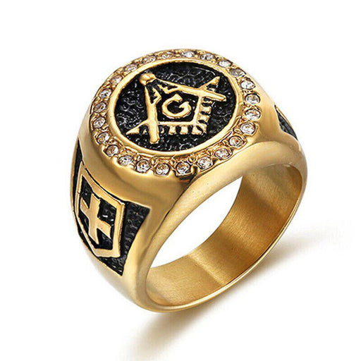 Master Mason Blue Lodge Gold Masonic Ring - Stainless Steel-rings-Masonic Makers