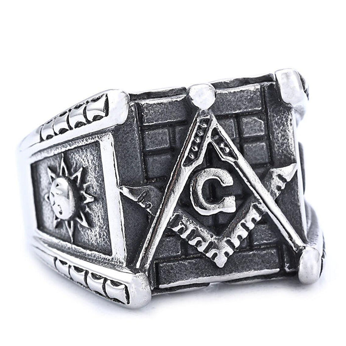 Master Mason Blue Lodge Gold & Silver Masonic Ring - Stainless Steel-rings-Masonic Makers