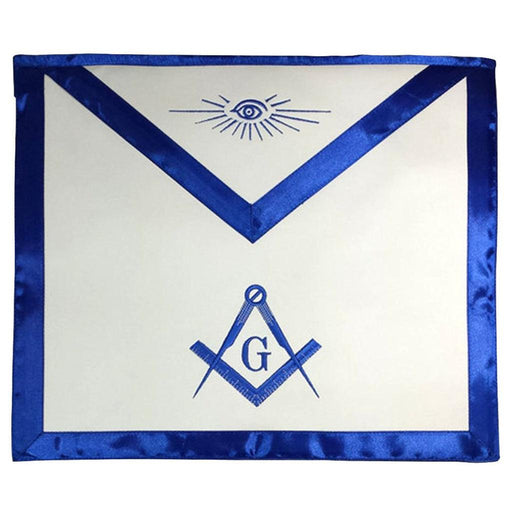 Master Mason Blue Lodge Masonic Apron - Blue Satin Square & Compass G-Aprons-Masonic Makers