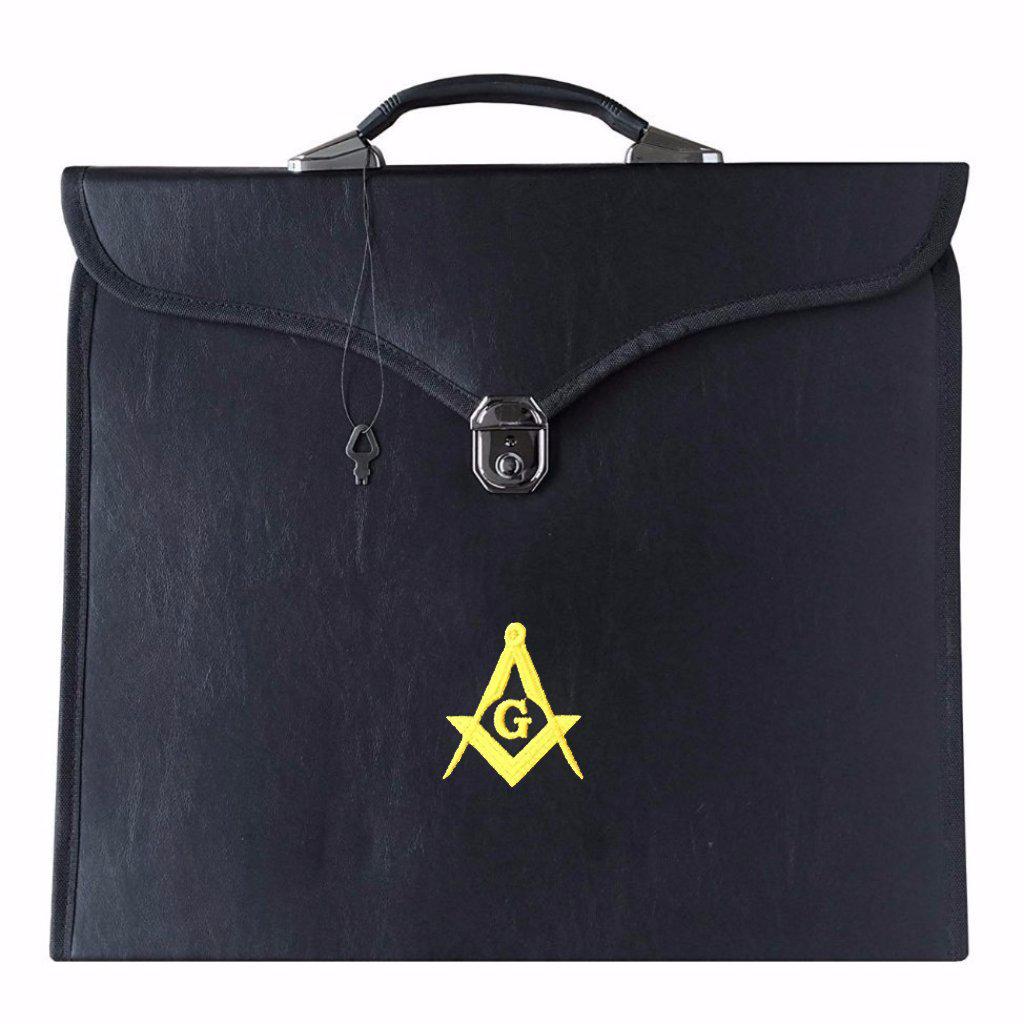 Master Mason Blue Lodge Masonic Apron Case - Black Leather-Apron Cases-Masonic Makers