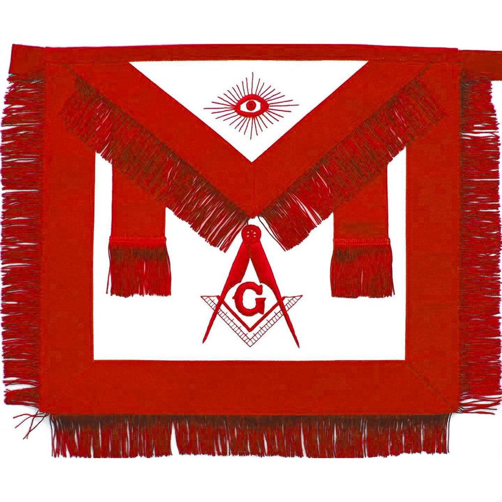 Master Mason Blue Lodge Masonic Apron - Red with Red Fringe Tassels-Aprons-Masonic Makers