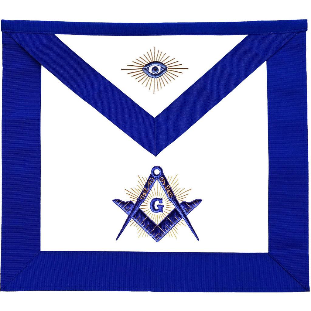 Master Mason Blue Lodge Masonic Apron - Royal Blue Gold Embroidery-Aprons-Masonic Makers