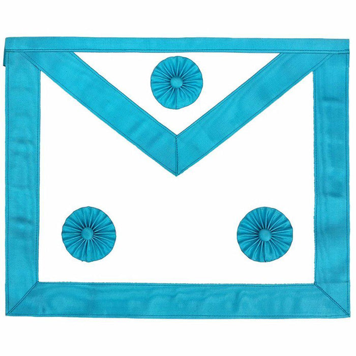 Master Mason Blue Lodge Masonic Apron - Sky Blue Moire with Three Rosettes-Aprons-Masonic Makers