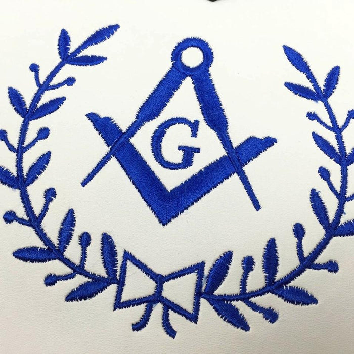 Master Mason Blue Lodge Masonic Apron - White & Blue Machine Embroidery-Aprons-Masonic Makers