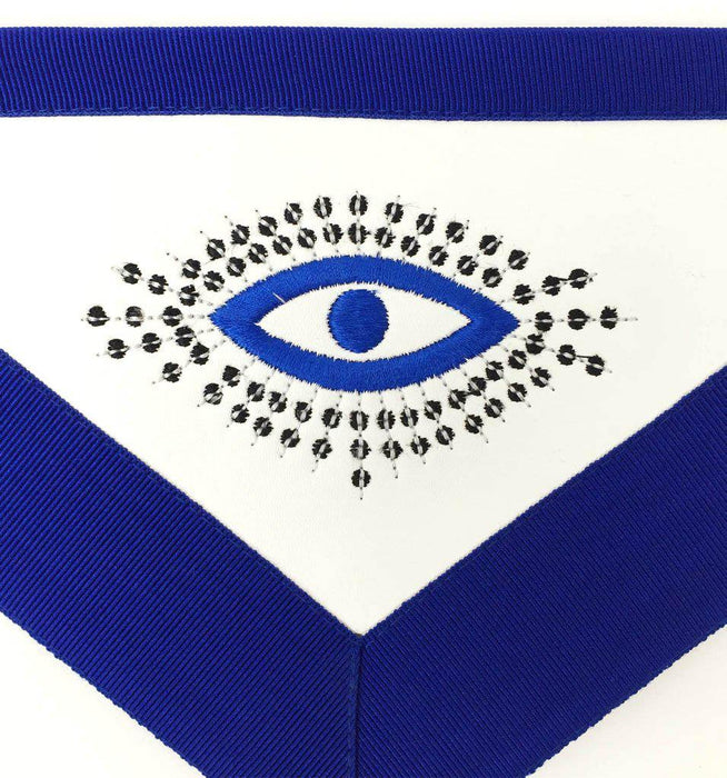 Master Mason Blue Lodge Masonic Apron - White & Navy Blue Ribbon-Aprons-Masonic Makers