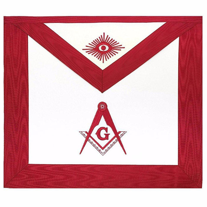 Master Mason Blue Lodge Masonic Apron - White & Red Moire-Aprons-Masonic Makers