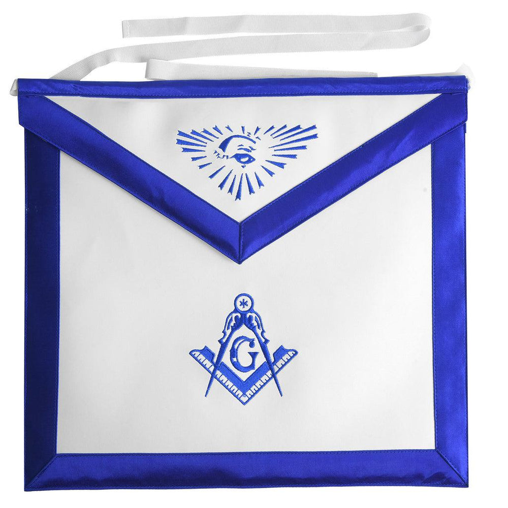 Master Mason Blue Lodge Masonic Apron - White Tape Ties-Aprons-Masonic Makers