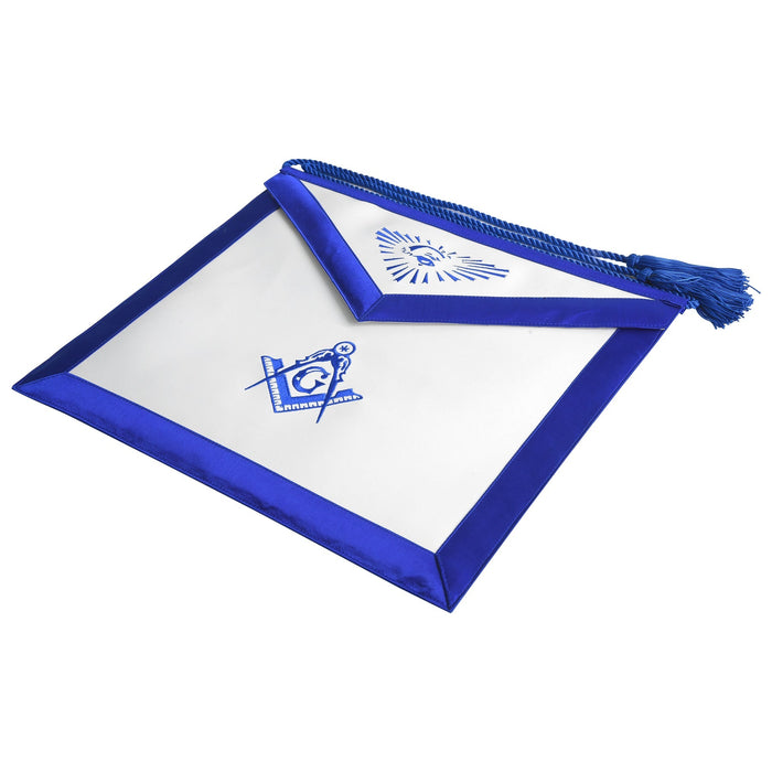 Master Mason Blue Lodge Masonic Apron - White With Blue Tassels-Aprons-Masonic Makers