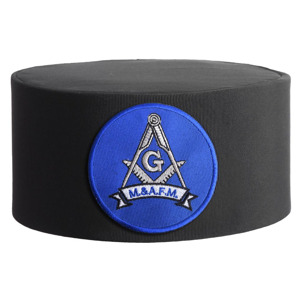 Master Mason Blue Lodge Masonic Crown Cap - Black With Blue Patch-Crown Caps-Masonic Makers