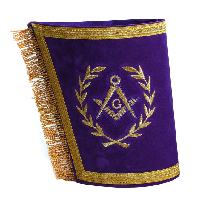 Master Mason Blue Lodge Masonic Cuff - Hand Embroidery With Gold Fringe-Cuffs-Masonic Makers