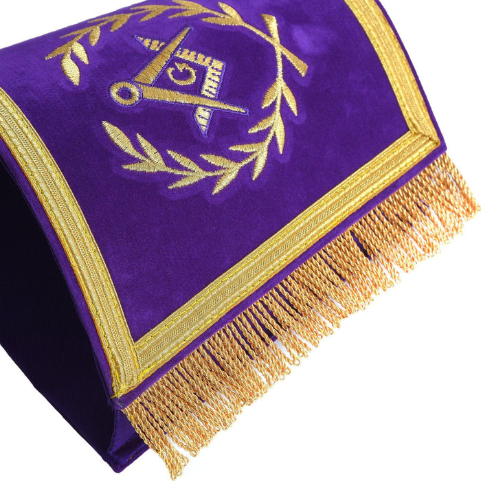 Master Mason Blue Lodge Masonic Cuff - Hand Embroidery With Gold Fringe-Cuffs-Masonic Makers