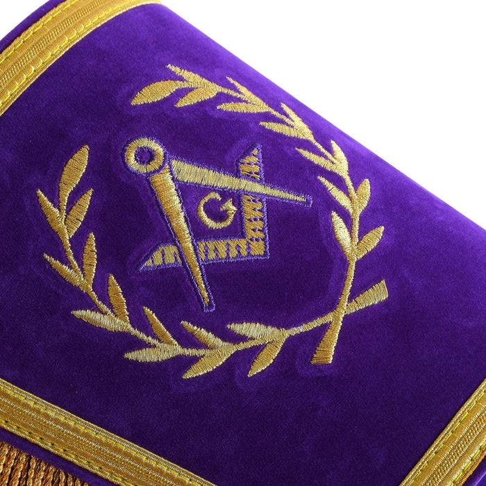 Master Mason Blue Lodge Masonic Cuff - Hand Embroidery With Gold Fringe-Cuffs-Masonic Makers