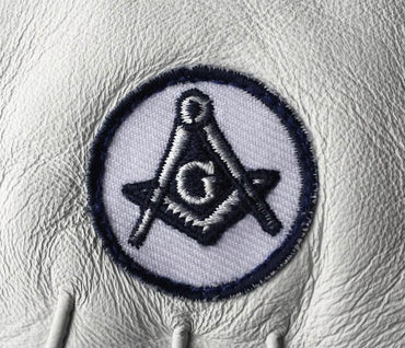 Master Mason Blue Lodge Masonic Glove - White Leather with Square & Compass G-Gloves-Masonic Makers