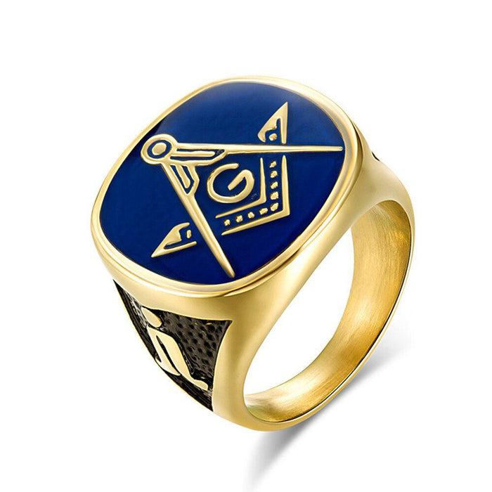 Master Mason Blue Lodge Masonic Ring - Stainless Steel-rings-Masonic Makers