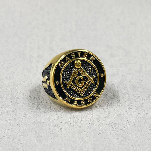 Master Mason Blue Lodge Masonic Ring-Stainless Steel with Gold Color-Rings-Masonic Makers