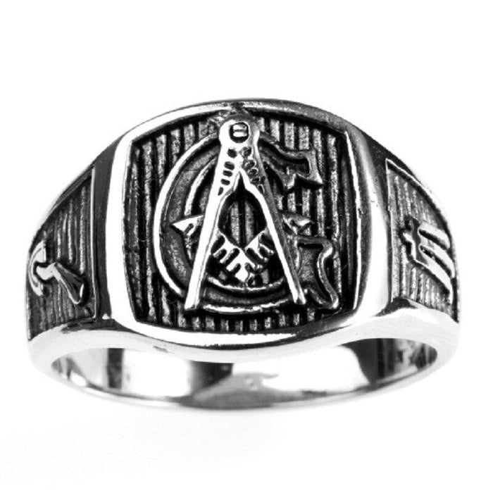 Master Mason Blue Lodge Masonic Silver Ring - Stainless Steel-rings-Masonic Makers