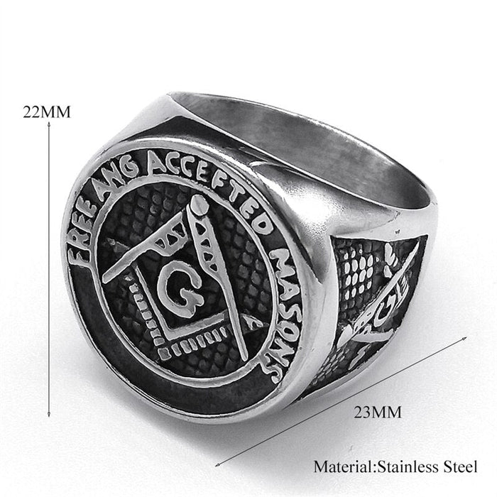 Master Mason Blue Lodge Masonic Silver Ring - Stainless Steel-rings-Masonic Makers