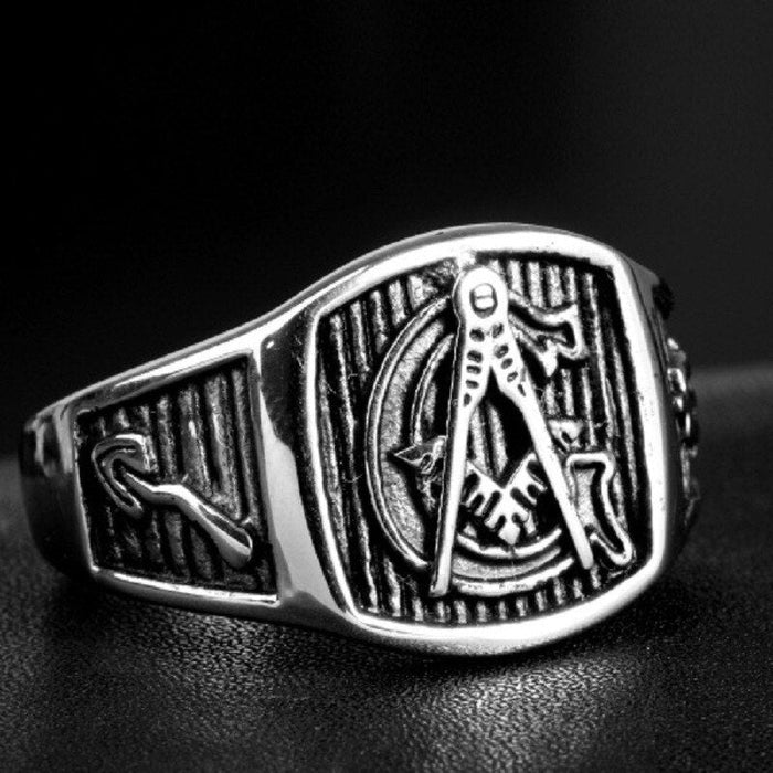 Master Mason Blue Lodge Masonic Silver Ring - Stainless Steel-rings-Masonic Makers