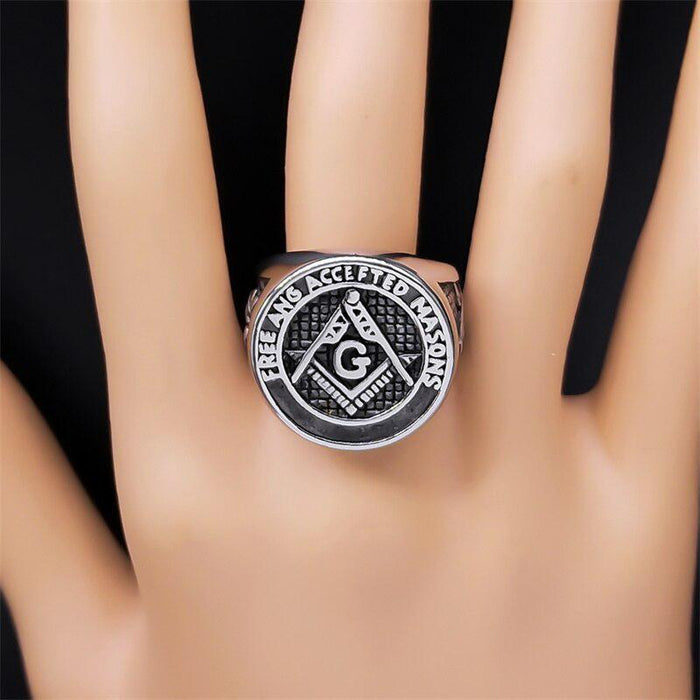 Master Mason Blue Lodge Masonic Silver Ring - Stainless Steel-rings-Masonic Makers