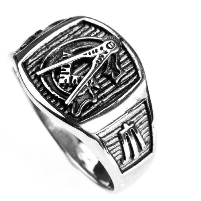 Master Mason Blue Lodge Masonic Silver Ring - Stainless Steel-rings-Masonic Makers