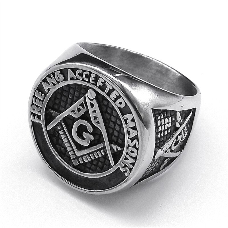 Master Mason Blue Lodge Masonic Silver Ring - Stainless Steel-rings-Masonic Makers