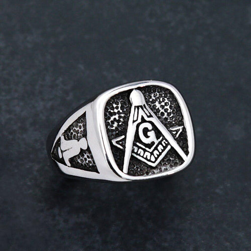 Master Mason Blue Lodge Masonic Silver Ring - Stainless Steel-rings-Masonic Makers