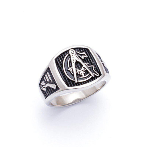 Master Mason Blue Lodge Masonic Silver Ring - Stainless Steel-rings-Masonic Makers