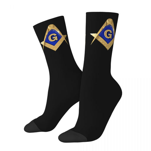 Master Mason Blue Lodge Masonic Socks - Black with Emblem-Socks-Masonic Makers