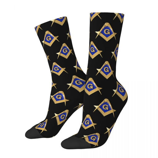 Master Mason Blue Lodge Masonic Socks - Black with Emblem-Socks-Masonic Makers