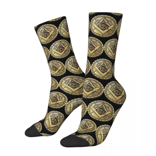 Master Mason Blue Lodge Masonic Socks - Black with Emblem-Socks-Masonic Makers