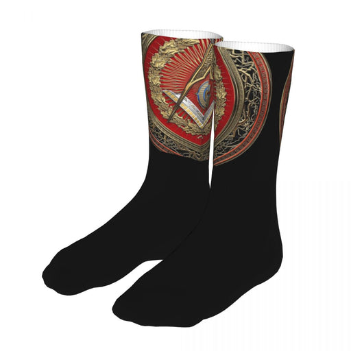 Master Mason Blue Lodge Masonic Socks - Black with Emblem-Socks-Masonic Makers