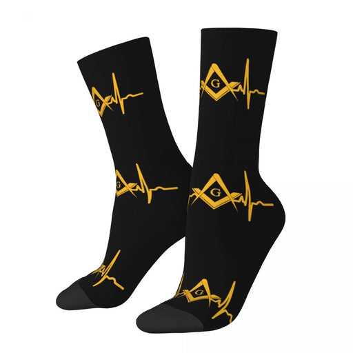 Master Mason Blue Lodge Masonic Socks - Black with Emblem-Socks-Masonic Makers