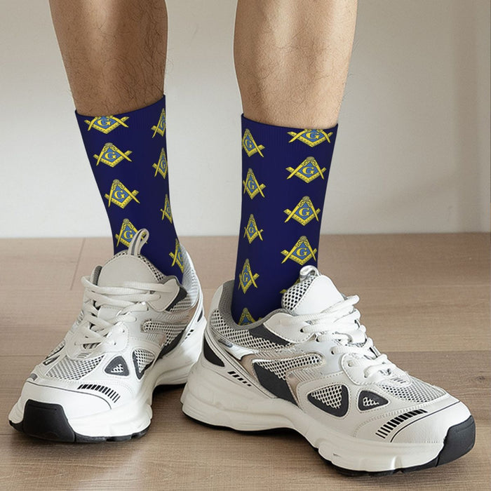 Master Mason Blue Lodge Masonic Socks - Blue with Emblem-Socks-Masonic Makers