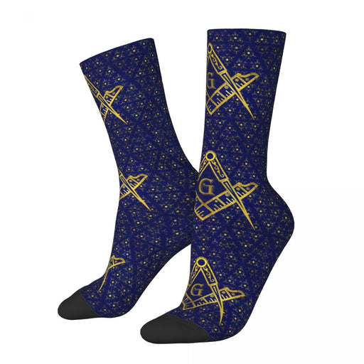 Master Mason Blue Lodge Masonic Socks - Blue with Emblem-Socks-Masonic Makers