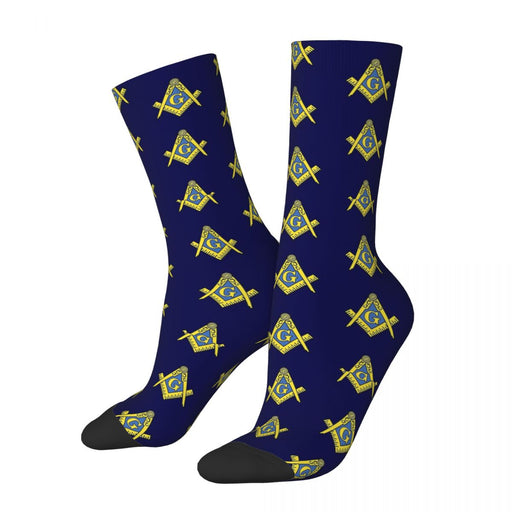 Master Mason Blue Lodge Masonic Socks - Blue with Emblem-Socks-Masonic Makers