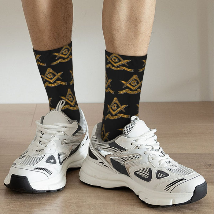 Master Mason Blue Lodge Masonic Socks - Dark with Emblem-Socks-Masonic Makers