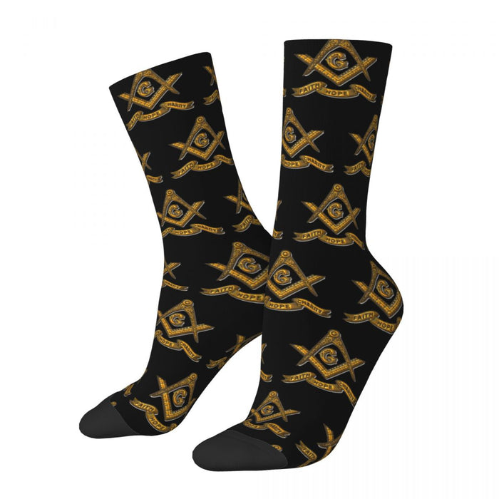 Master Mason Blue Lodge Masonic Socks - Dark with Emblem-Socks-Masonic Makers