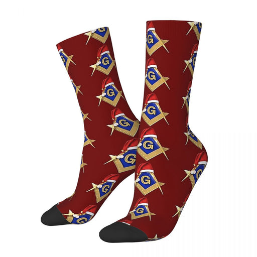 Master Mason Blue Lodge Masonic Socks - Red with Emblem-Socks-Masonic Makers