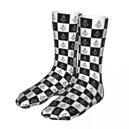 Master Mason Blue Lodge Masonic Socks - White with Emblem-Socks-Masonic Makers