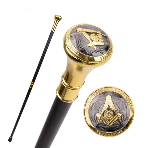 Master Mason Blue Lodge Masonic Walking Cane - Gold Color-Walking Canes-Masonic Makers