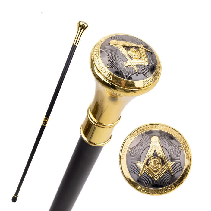 Master Mason Blue Lodge Masonic Walking Cane - Gold Color-Walking Canes-Masonic Makers