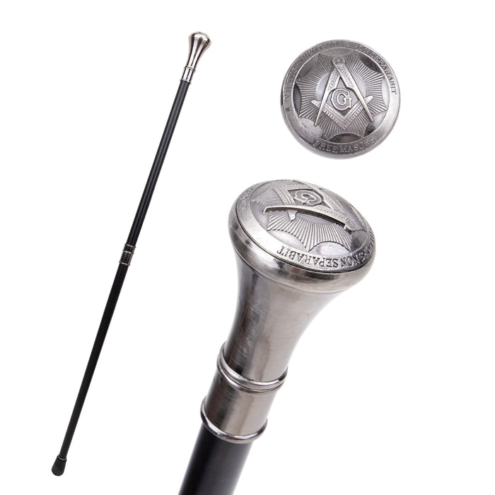 Master Mason Blue Lodge Masonic Walking Cane - Silver Color-Walking Canes-Masonic Makers