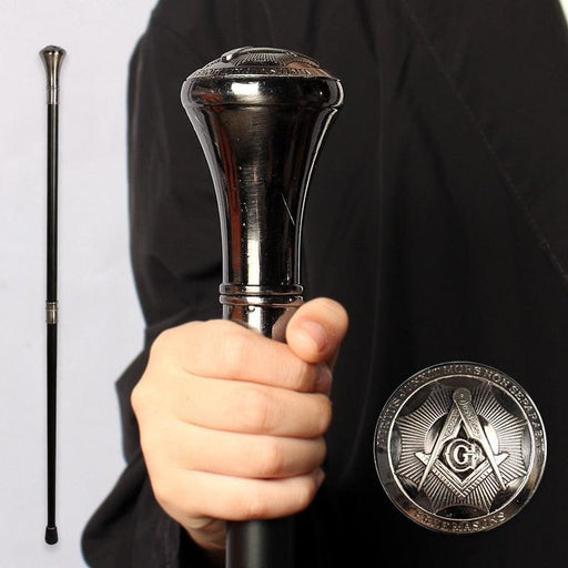 Master Mason Blue Lodge Masonic Walking Cane - Silver-Walking Canes-Masonic Makers