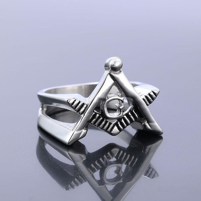 Master Mason Blue Lodge Silver Masonic Ring - Stainless Steel-rings-Masonic Makers