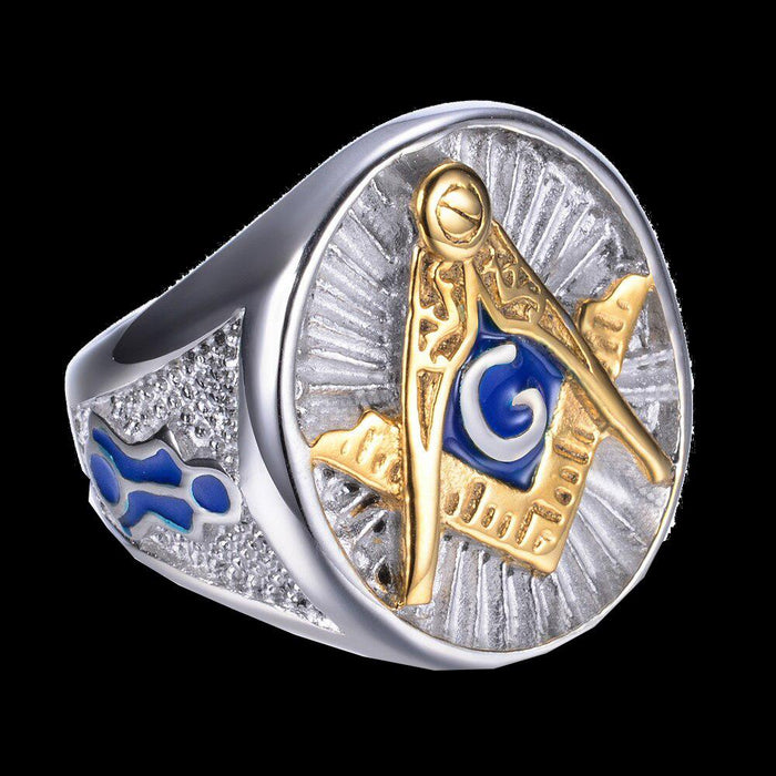 Master Mason Blue Lodge Silver Masonic Ring - Stainless Steel-rings-Masonic Makers