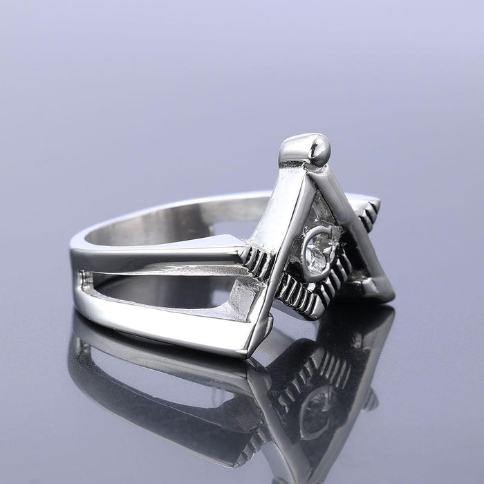 Master Mason Blue Lodge Silver Masonic Ring - Stainless Steel-rings-Masonic Makers