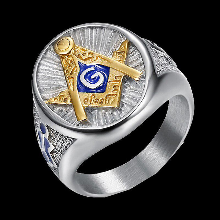 Master Mason Blue Lodge Silver Masonic Ring - Stainless Steel-rings-Masonic Makers