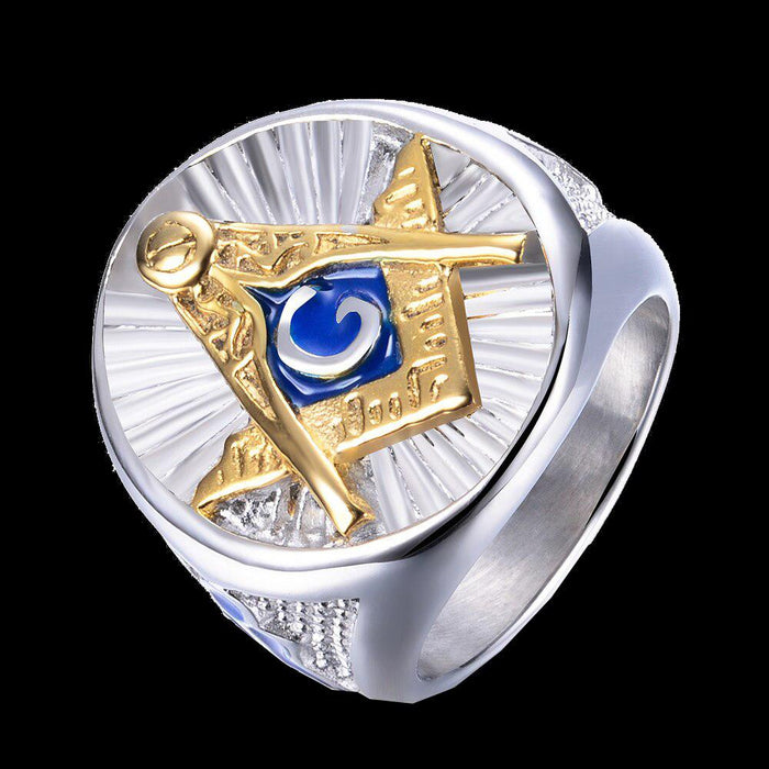 Master Mason Blue Lodge Silver Masonic Ring - Stainless Steel-rings-Masonic Makers