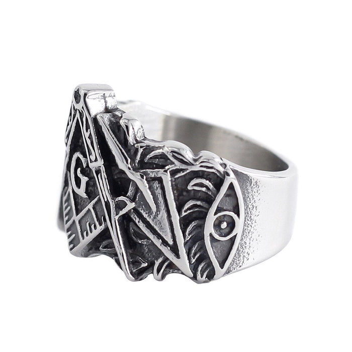 Master Mason Blue Lodge Silver Masonic Ring - Stainless Steel-rings-Masonic Makers